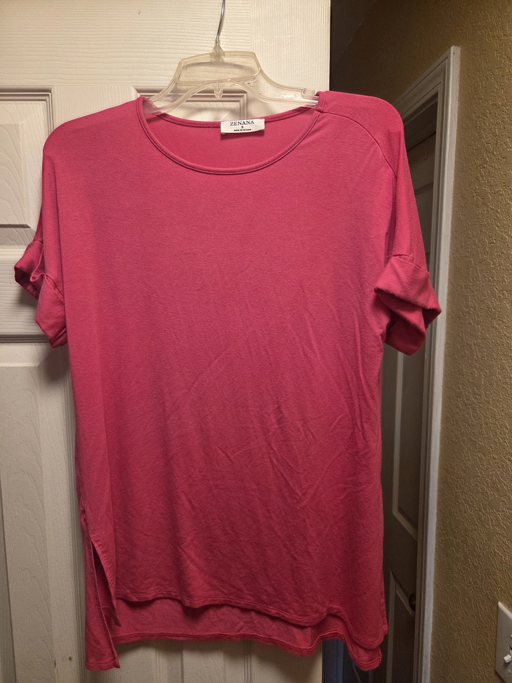 Zenana Outfitters Hot Pink Short Sleeve Crewneck Tunic